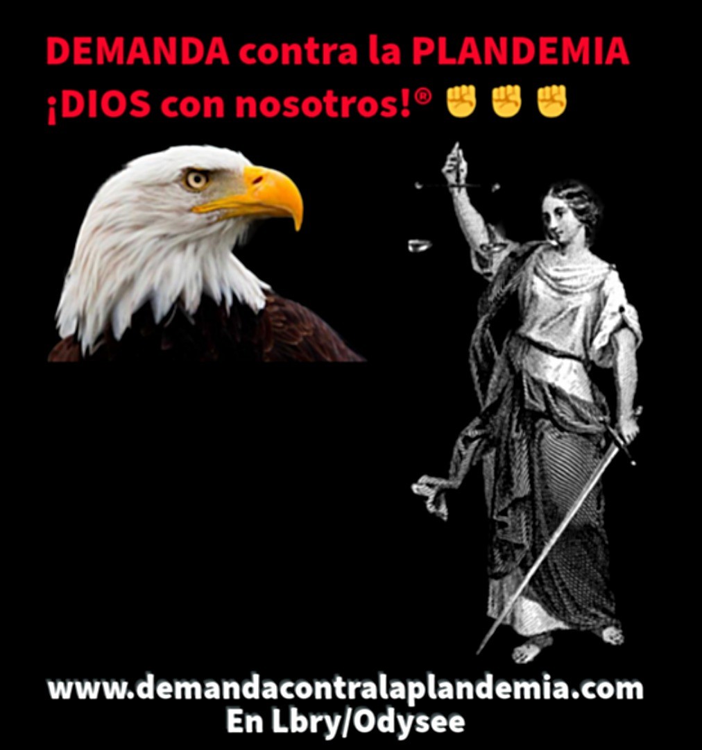 Logo de justicia de DEMANDA contra la PLANDEMIA